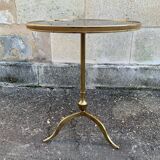 Vintage brass and glass pedestal table