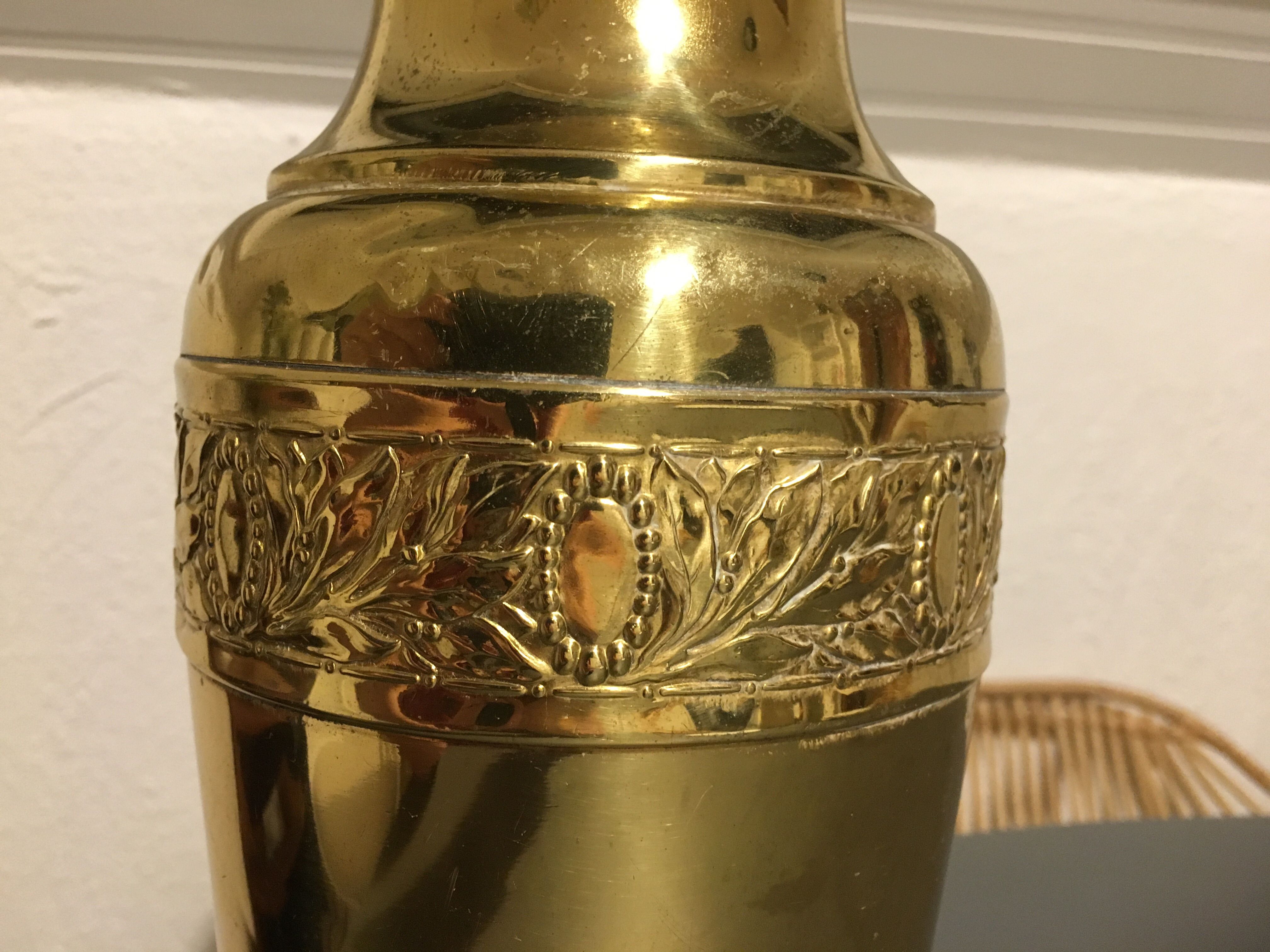 Yellow copper vase signed gbn art deco