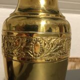 Yellow copper vase signed gbn art deco