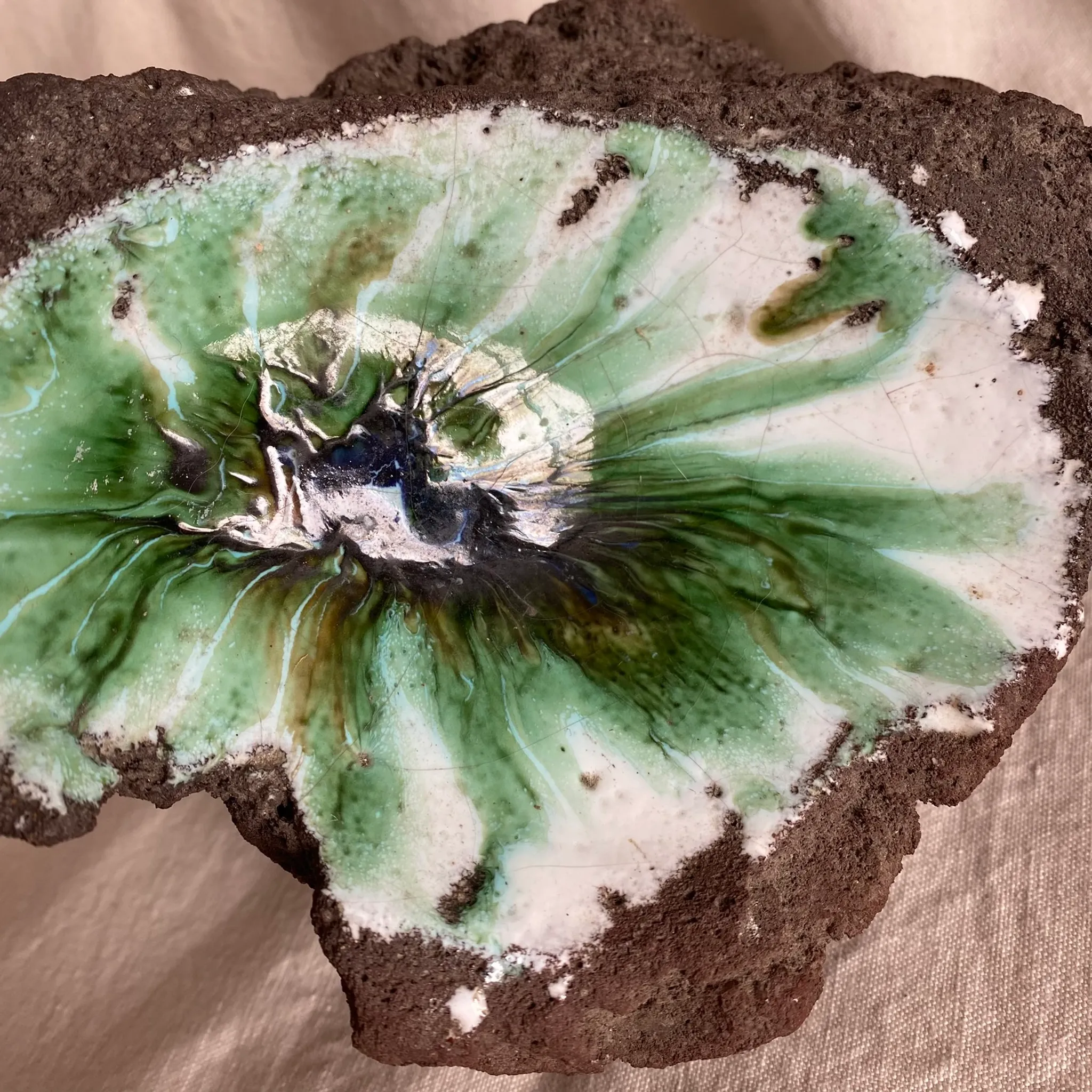 Lava stone enamelled catchall, 1970s
