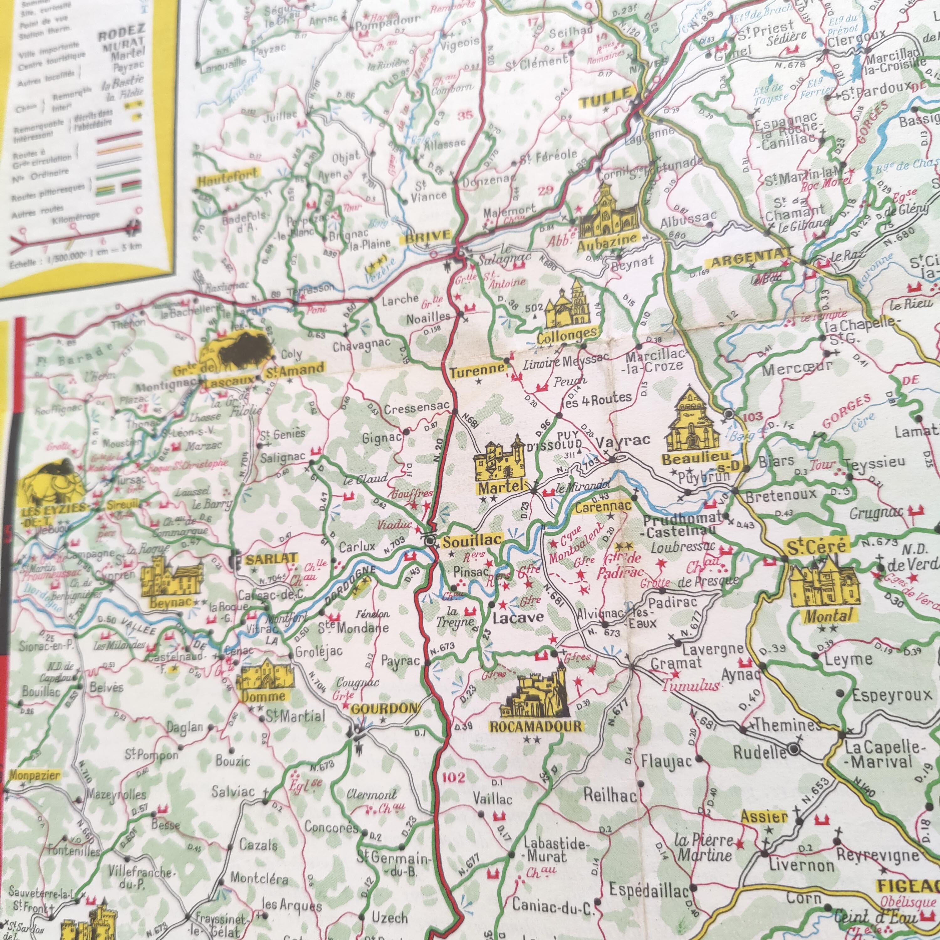 Map Shell Auvergne Cévennes 1959