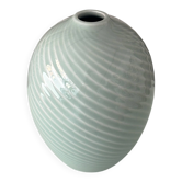 Minimalist Celadon Ribbed Porcelain Vase