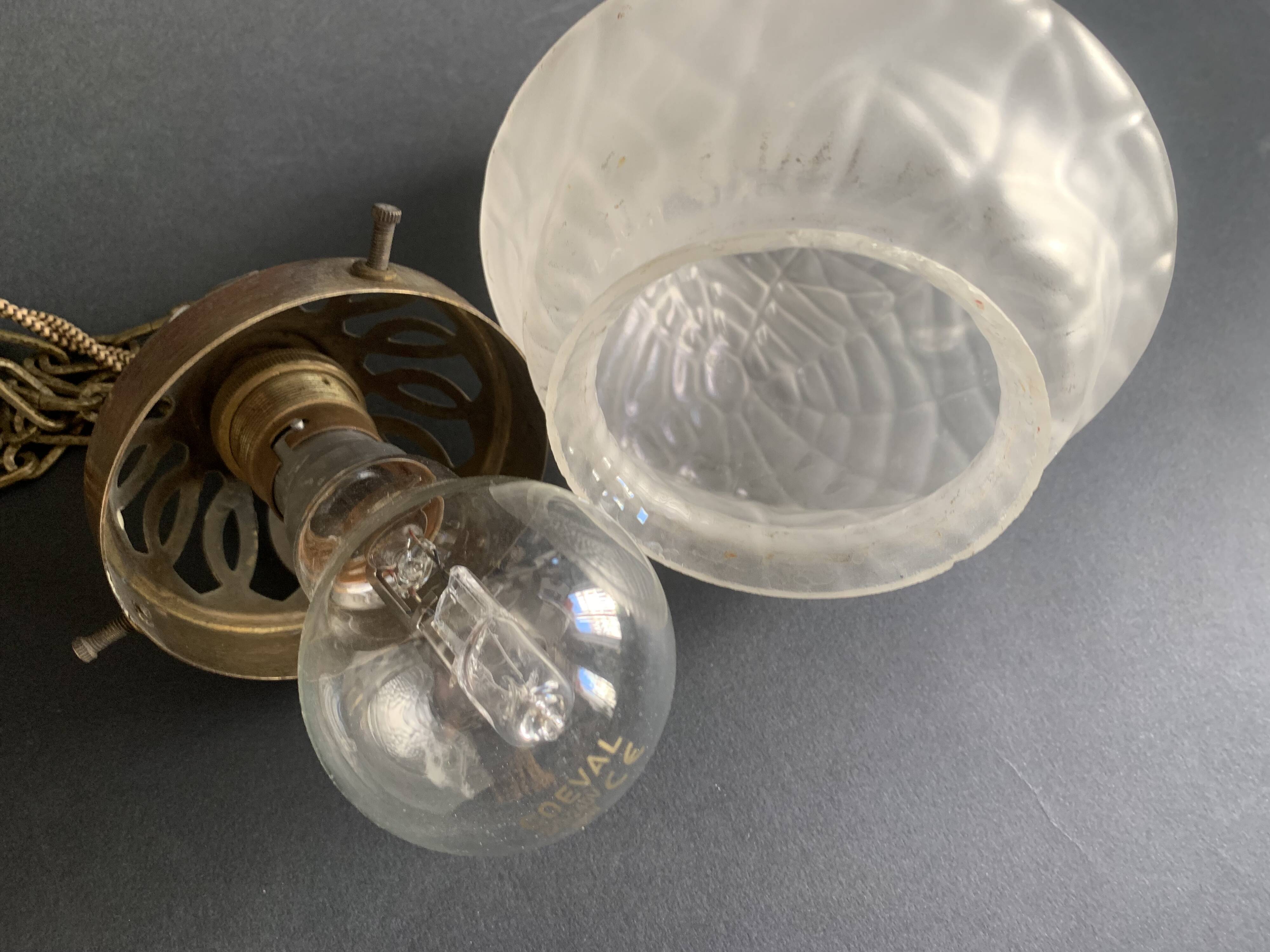 Art Deco pendant light and polished glass spider globe, 1930
