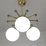 Vintage Sputnik Chandelier Gold Brass Space Age Redesign Pendant Lamp