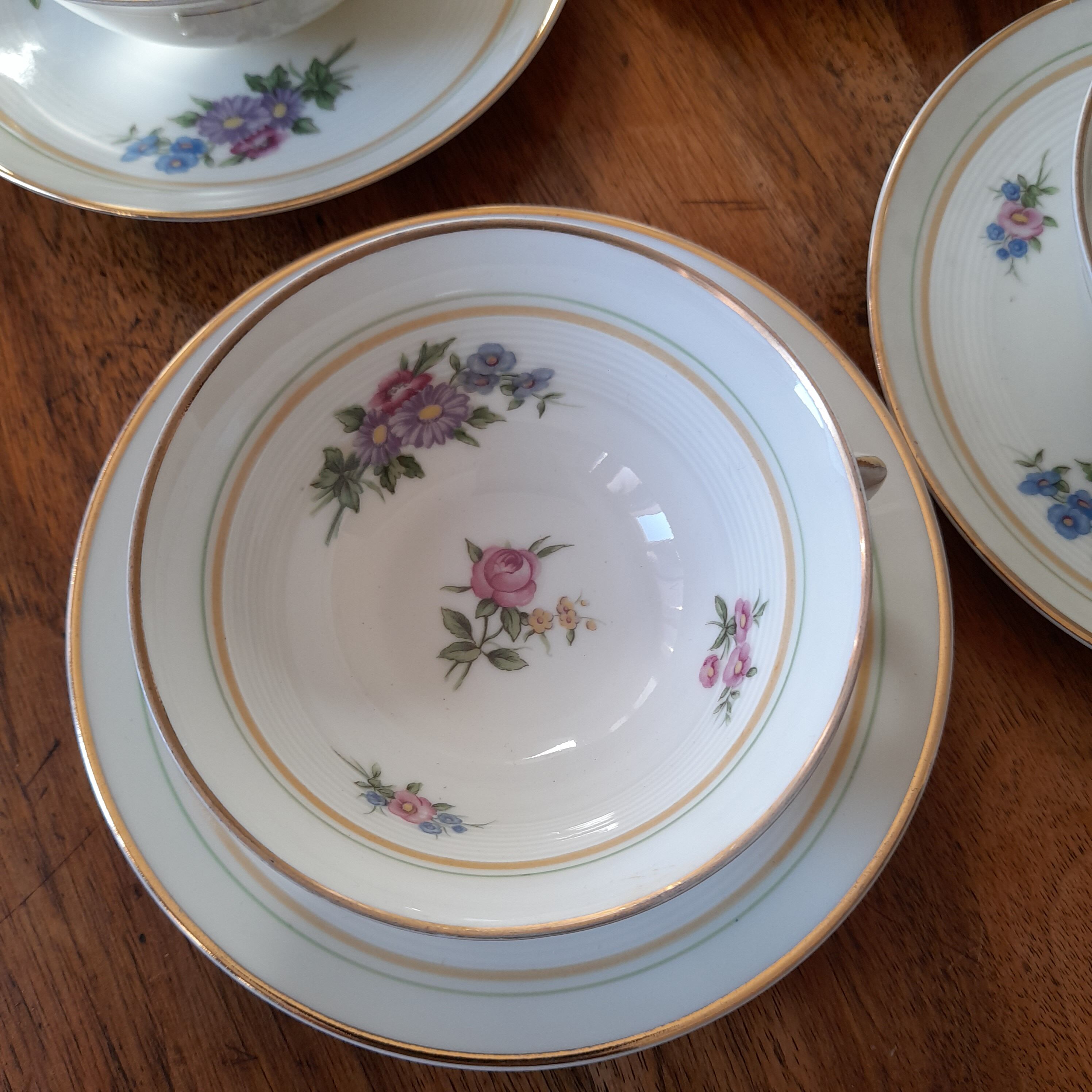 6 cups tea porcelain limoges L.Pollet lyon 40s