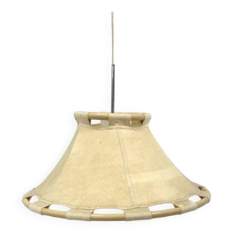 Scandinavian leather pendant light "Anna", Ateljé Lyktan, Sweden, 1970