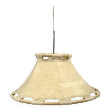 Scandinavian leather pendant light "Anna", Ateljé Lyktan, Sweden, 1970