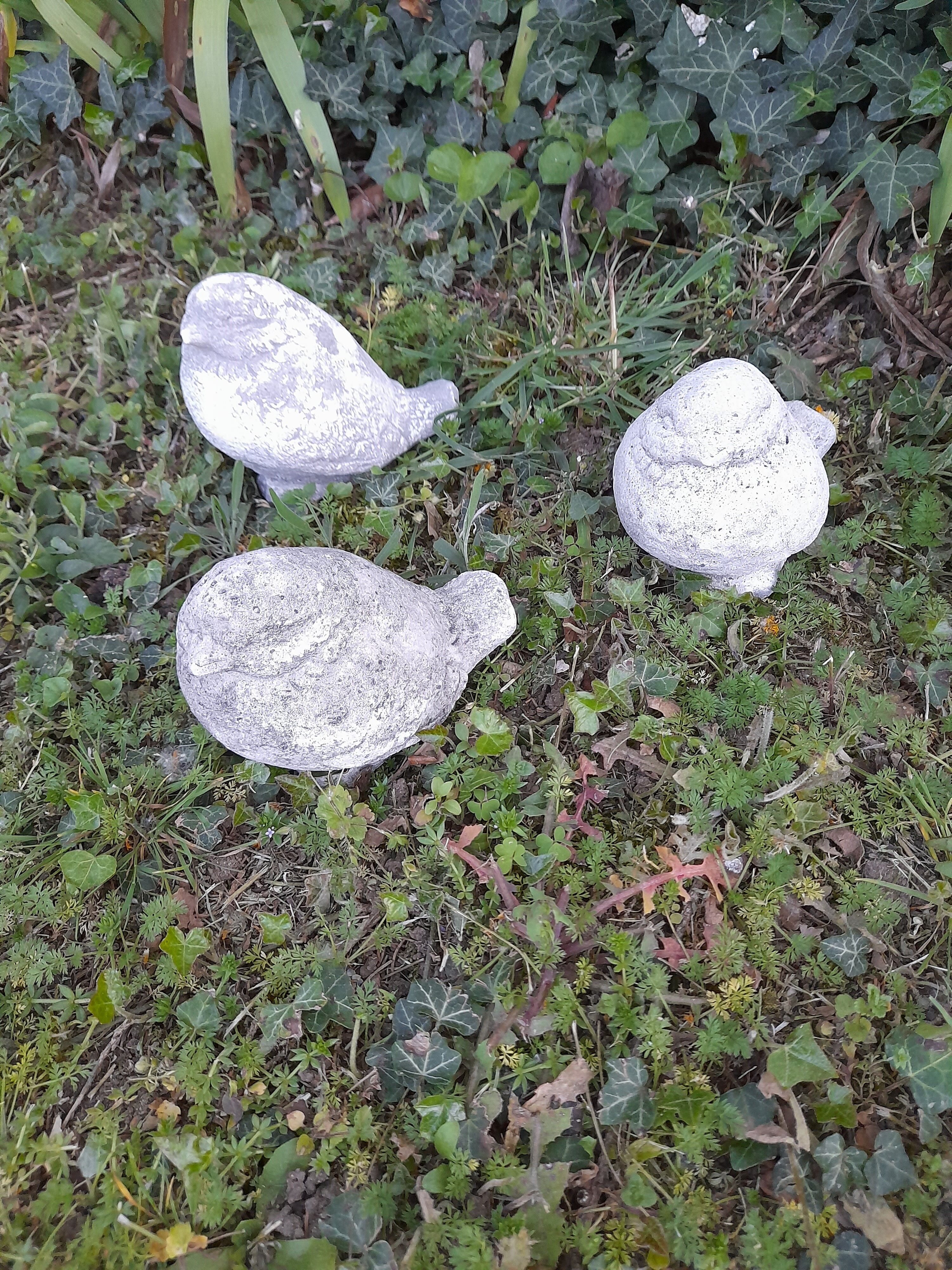 Set of 3 stone garden birds