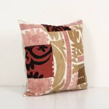 Pastel tashkent suzani square patchwork pillow case made from a 19th century suzani - uzbek abstract