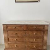 Sandblasted chest of drawers with white marble top