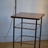 Vintage modernist reading floor lamp with table Poland 1960