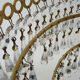 Chandeliers, brass crown ceiling lamp, 5 floors, 3 lights, glass tassels. Year 80 90