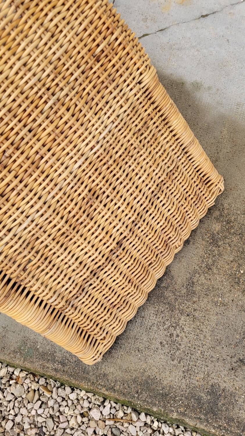 Vintage rattan chaise longue deck chair - 1970s