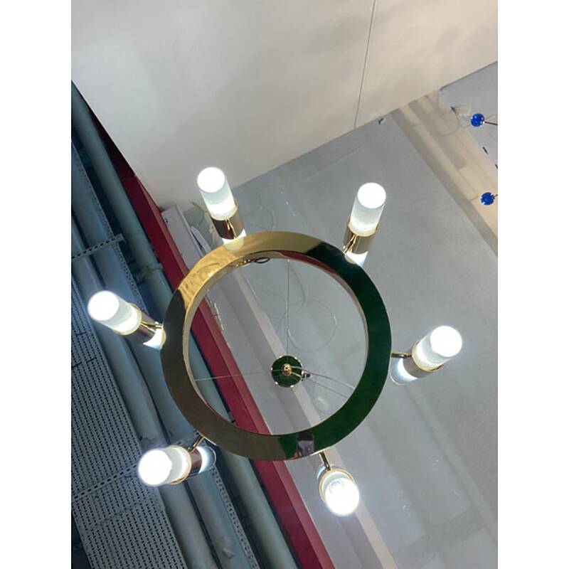 Contemporary Gold Ring Chandelier With Gradient White and Carrara Marble Glasses by Simoeng