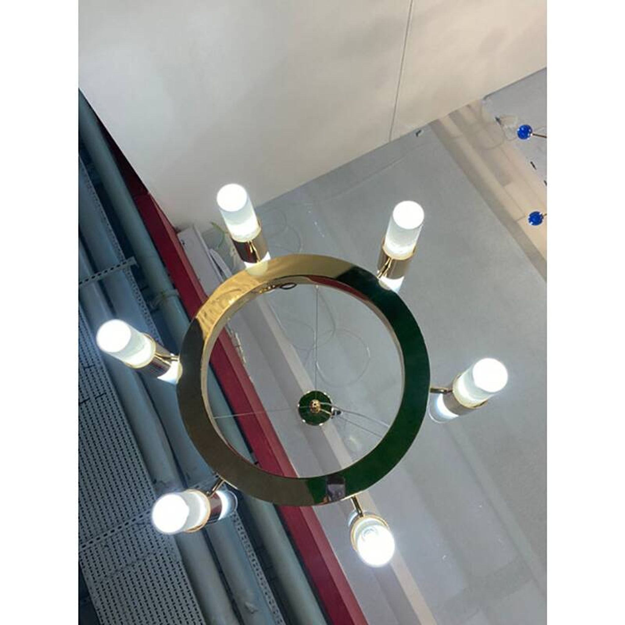Contemporary Gold Ring Chandelier With Gradient White and Carrara Marble Glasses by Simoeng