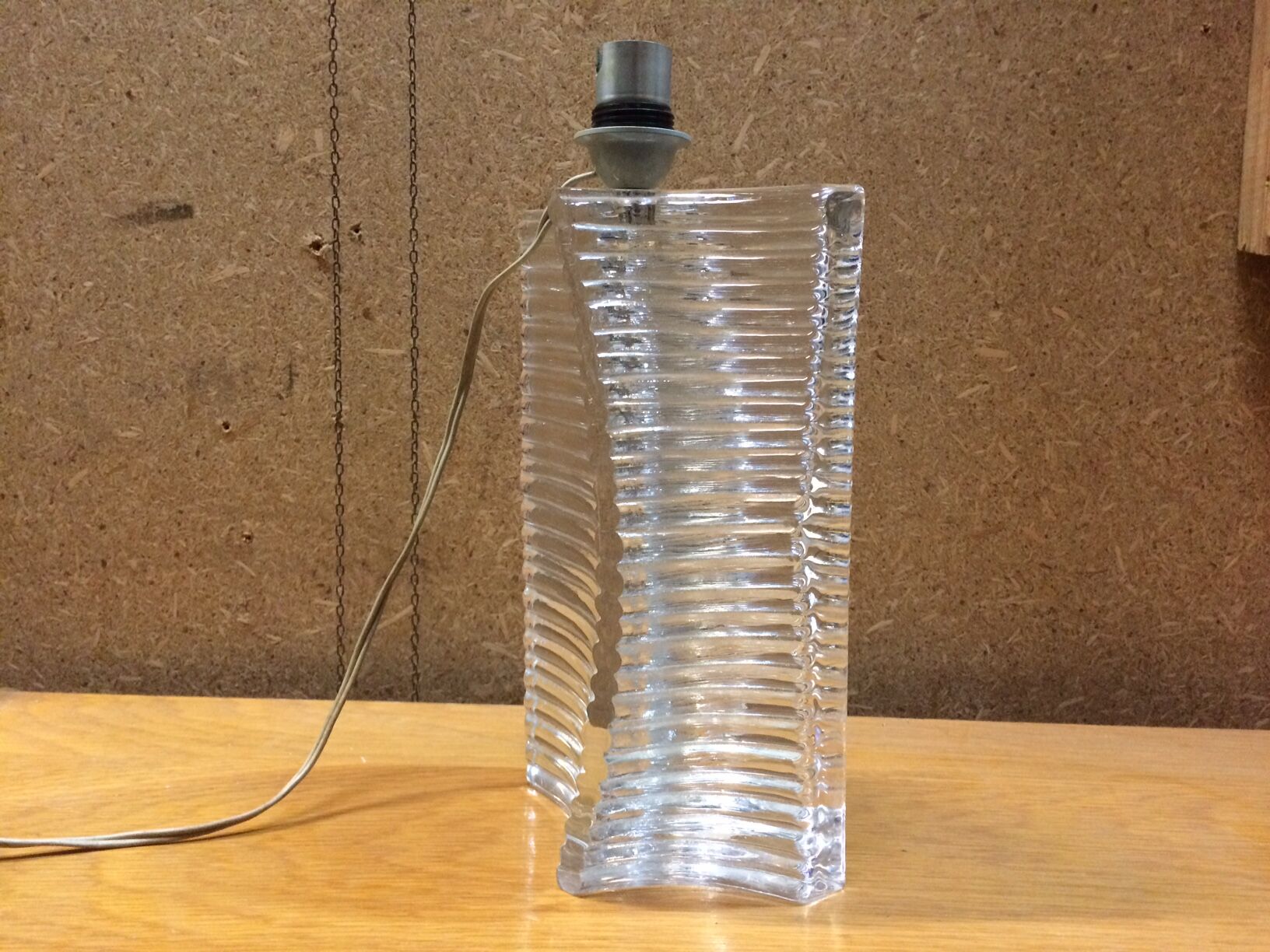 Vintage crystal lamp foot signed daum france - 70s