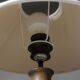Ethnic Relief Ceramic White Shade Table Lamp, 1960s