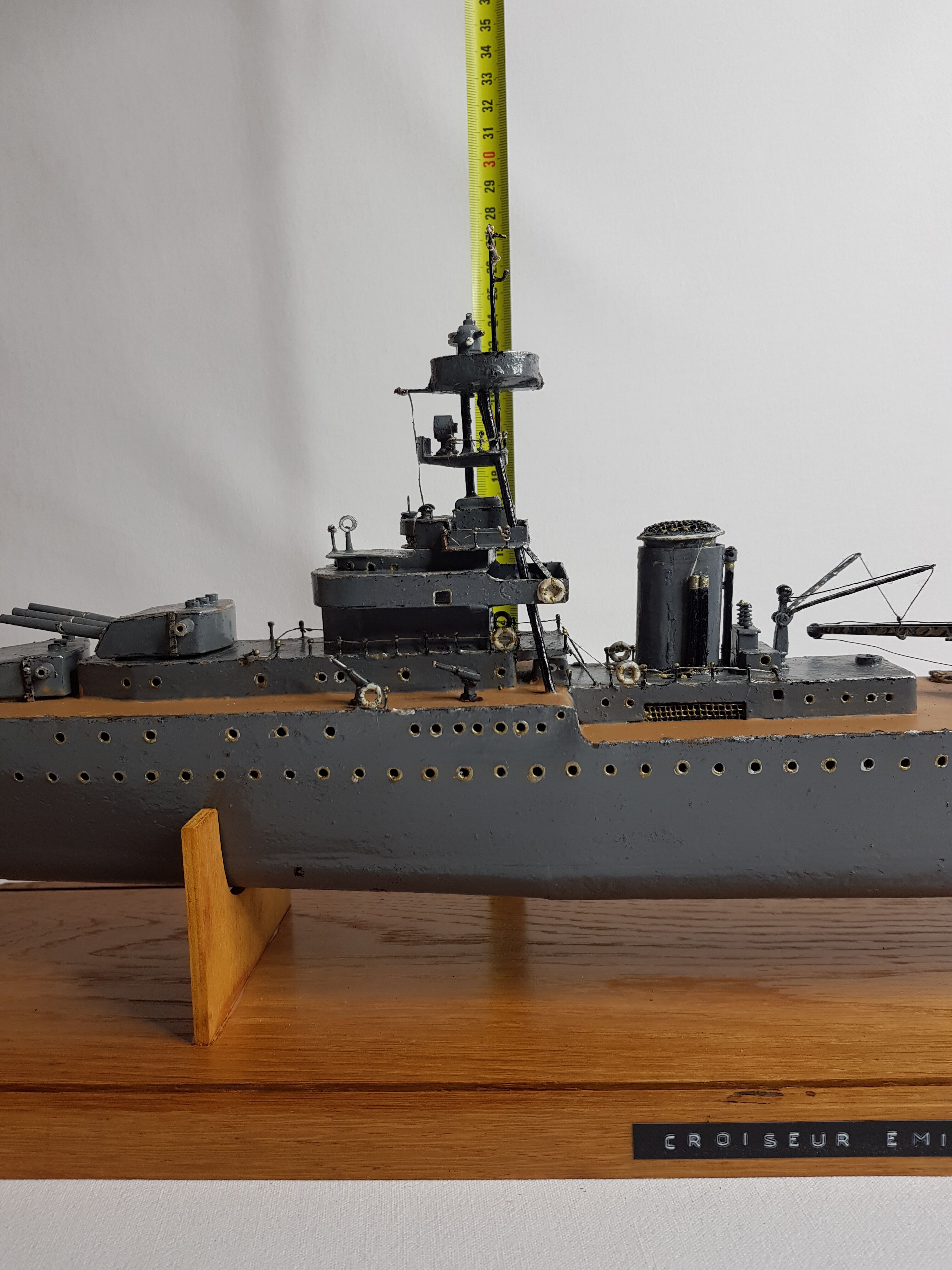 Warship model, metal cruiser "Emile Bertin" painted 90 cm with base