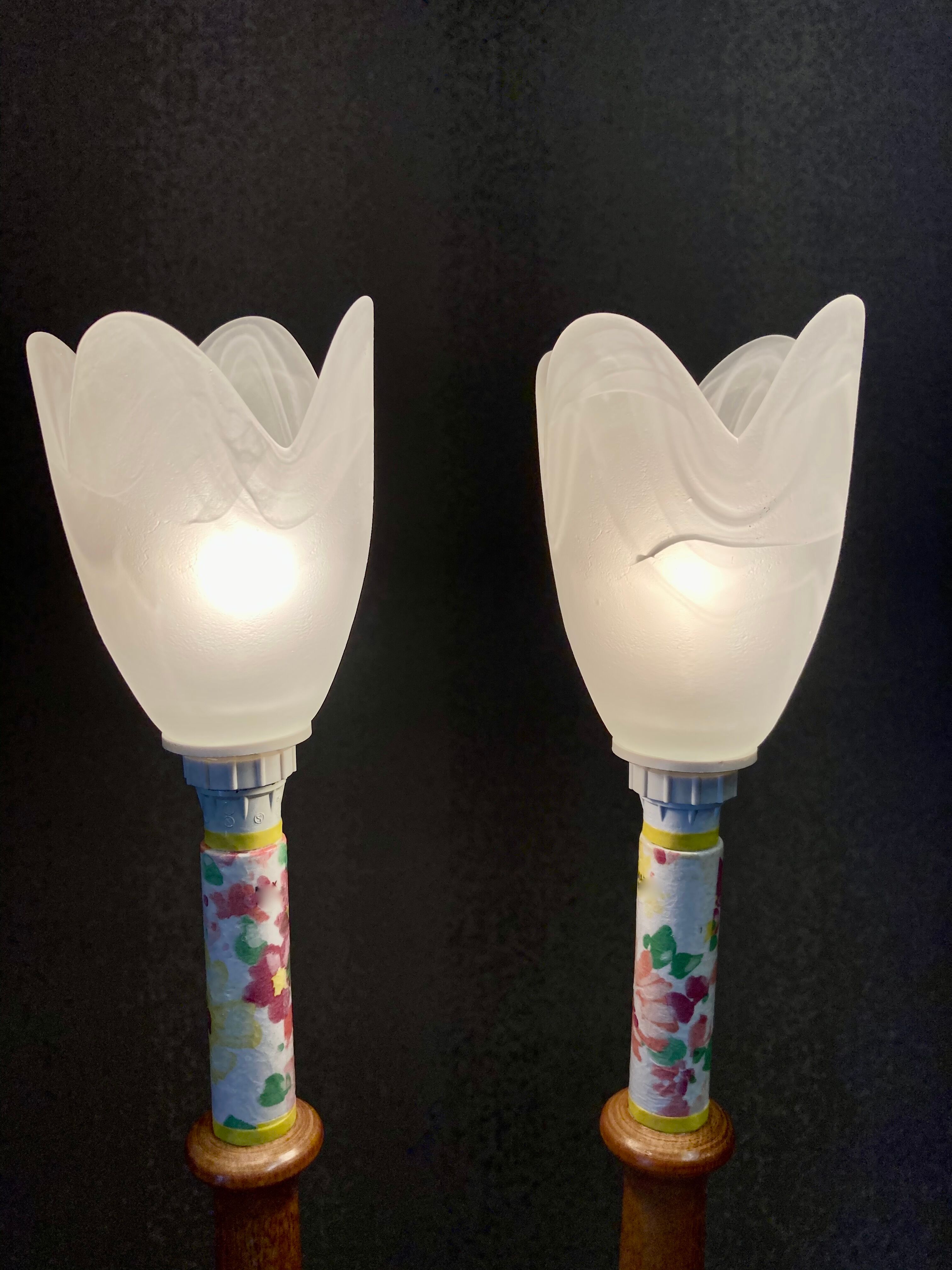 Pair of lamps glass paste Scandinavian design 1950.