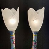 Pair of lamps glass paste Scandinavian design 1950.