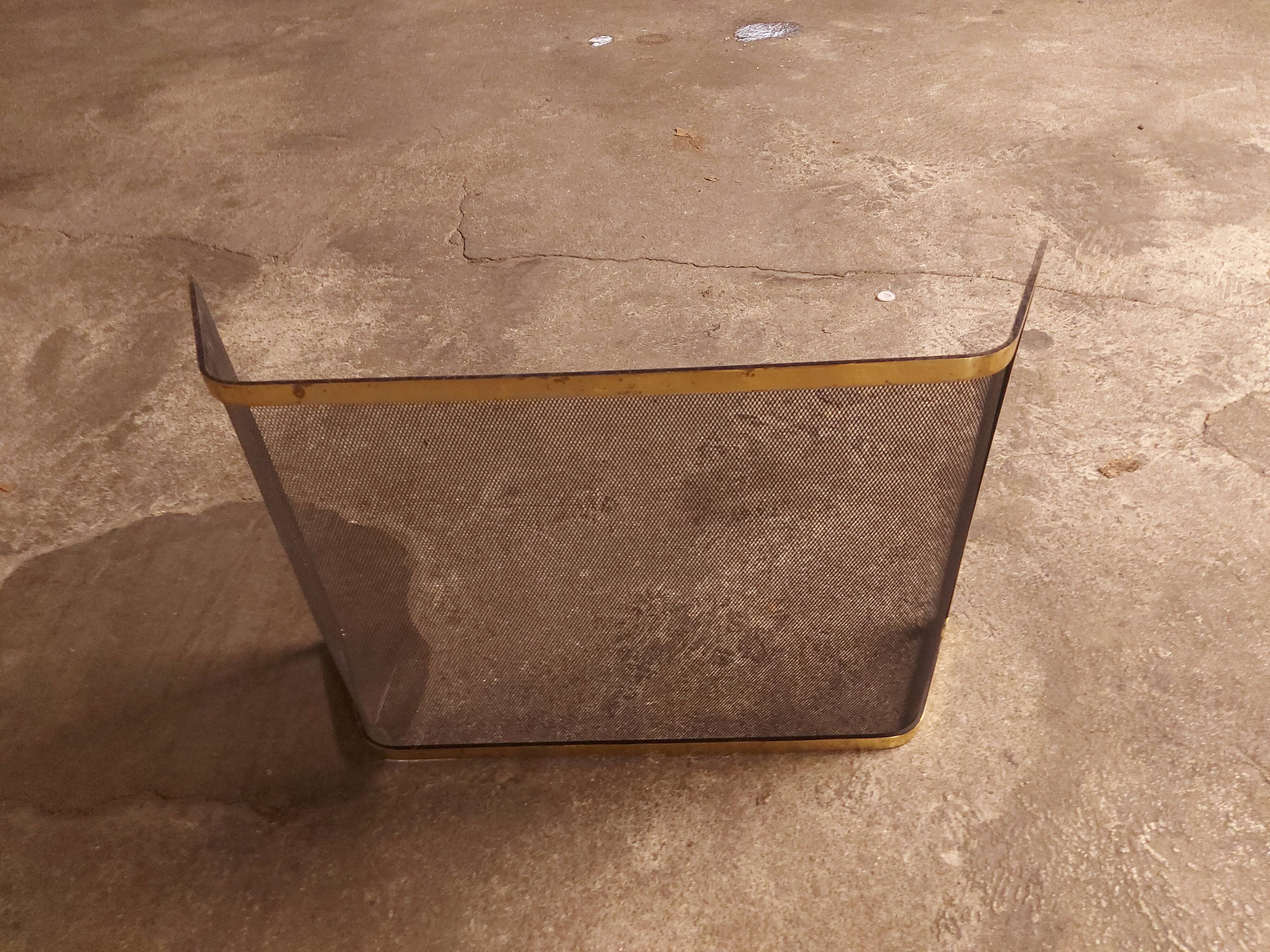 Chimney fire screen, vintage brass