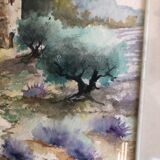 Watercolor landscape of provence