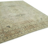 Handwoven persian vintage 274 cm x 368 cm beige wool carpet