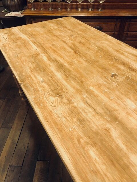 Wooden farmhouse table