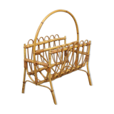 Vintage rattan newspaper magazine rack