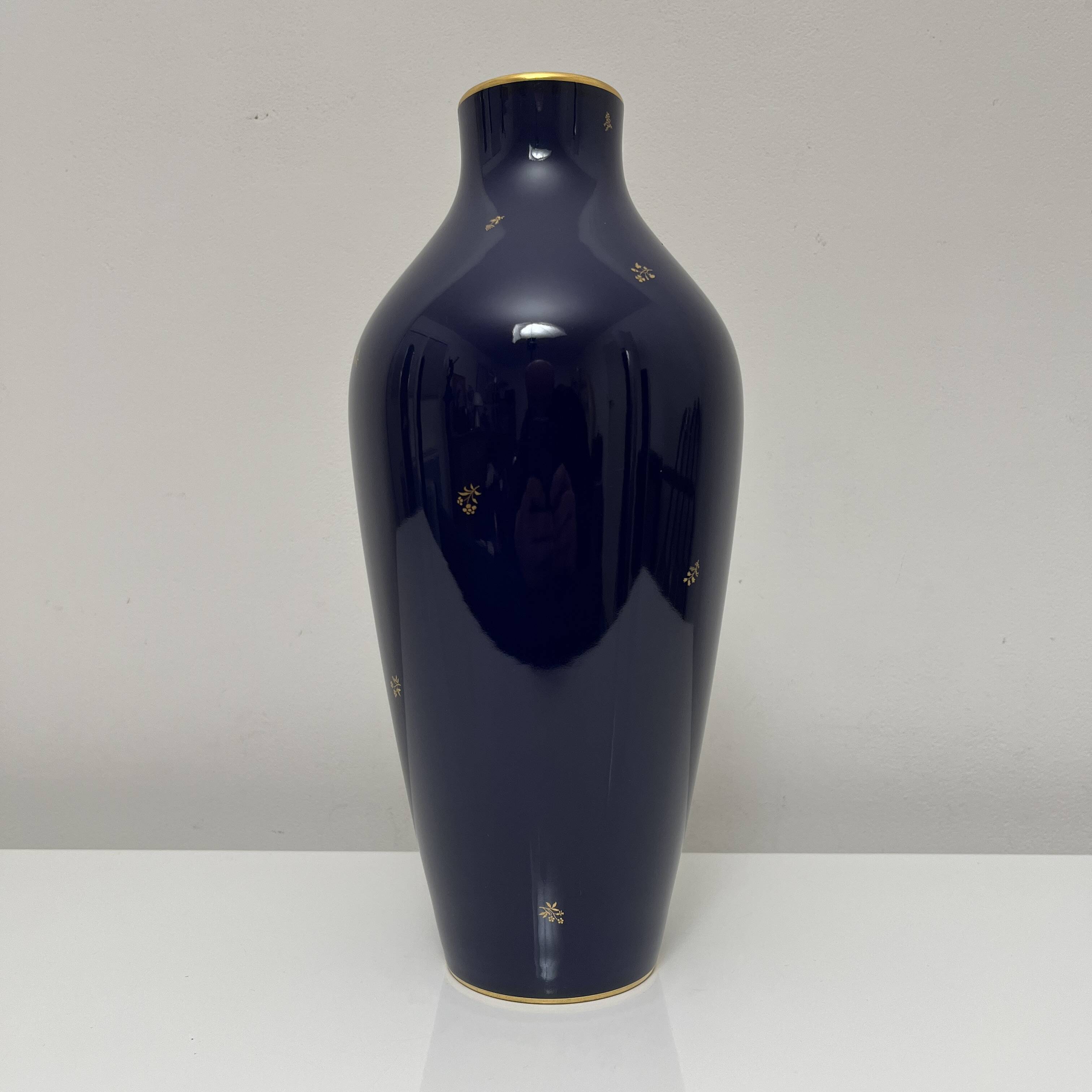 Cobalt Blue porcelain vase, Manufacture Nationale de Sevres France