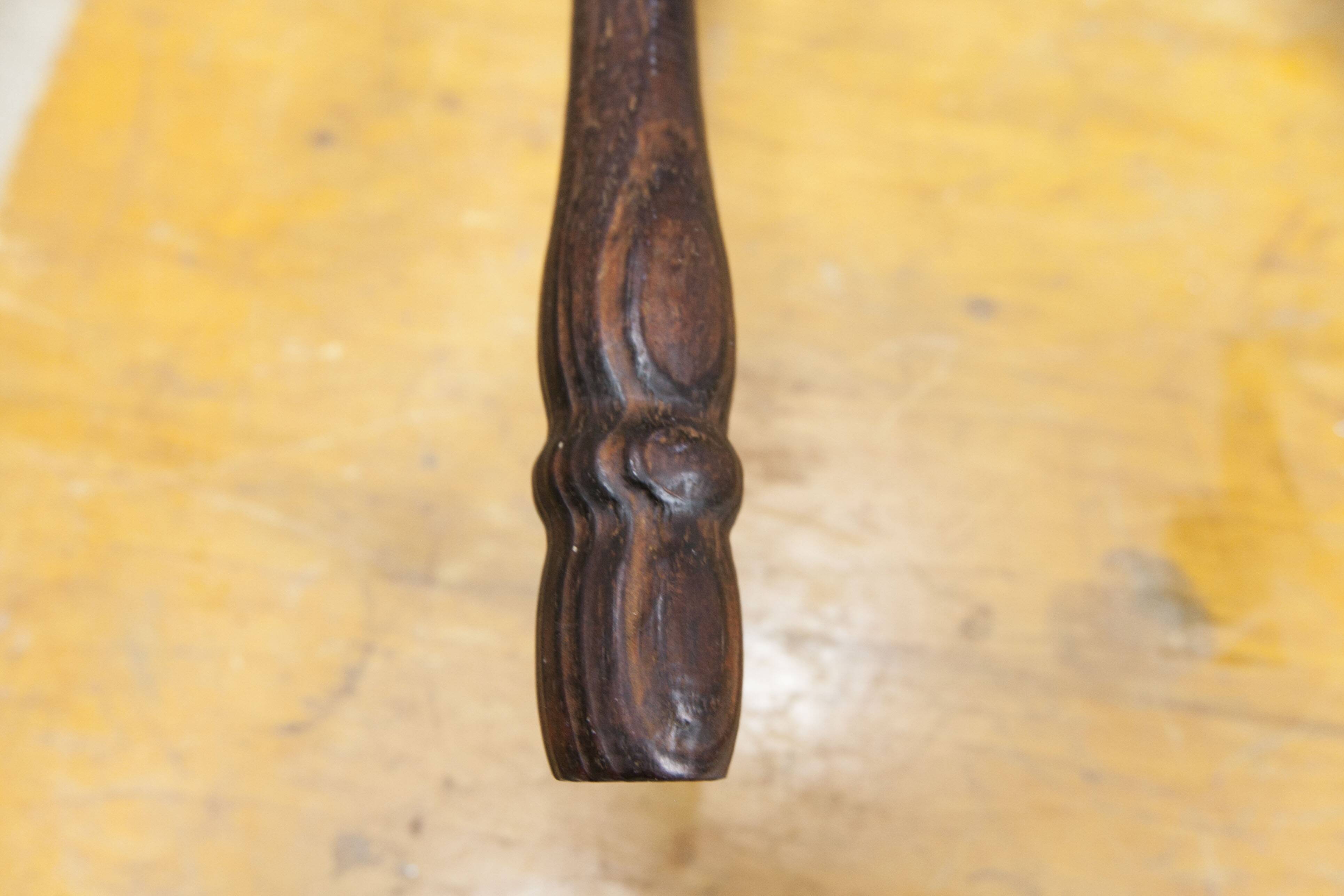 Low brutalist solid wood stool 1950