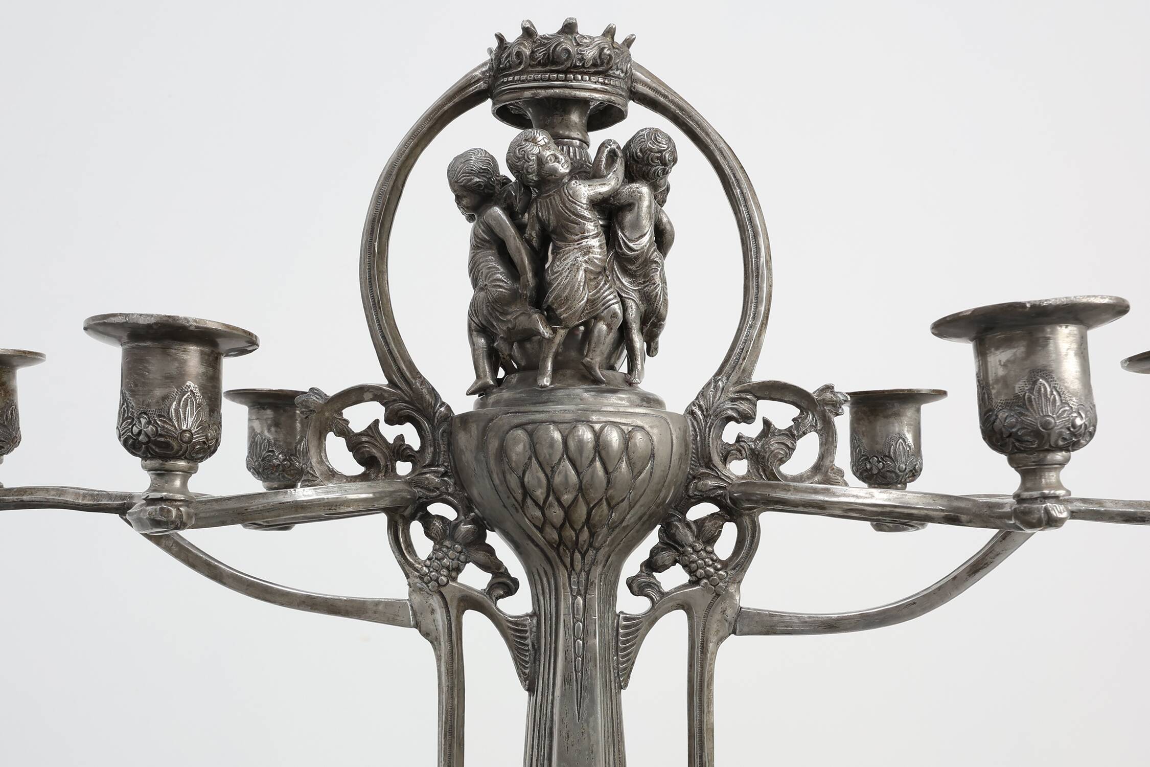 Art Nouveau tin candle holder by Achille Gamba, Italy ca. 1900