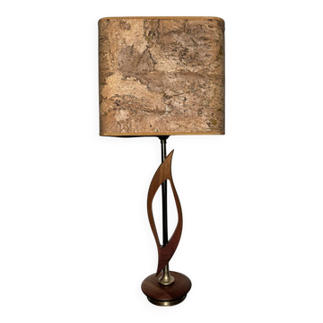 Lampe style scandinave teck et liège années 60