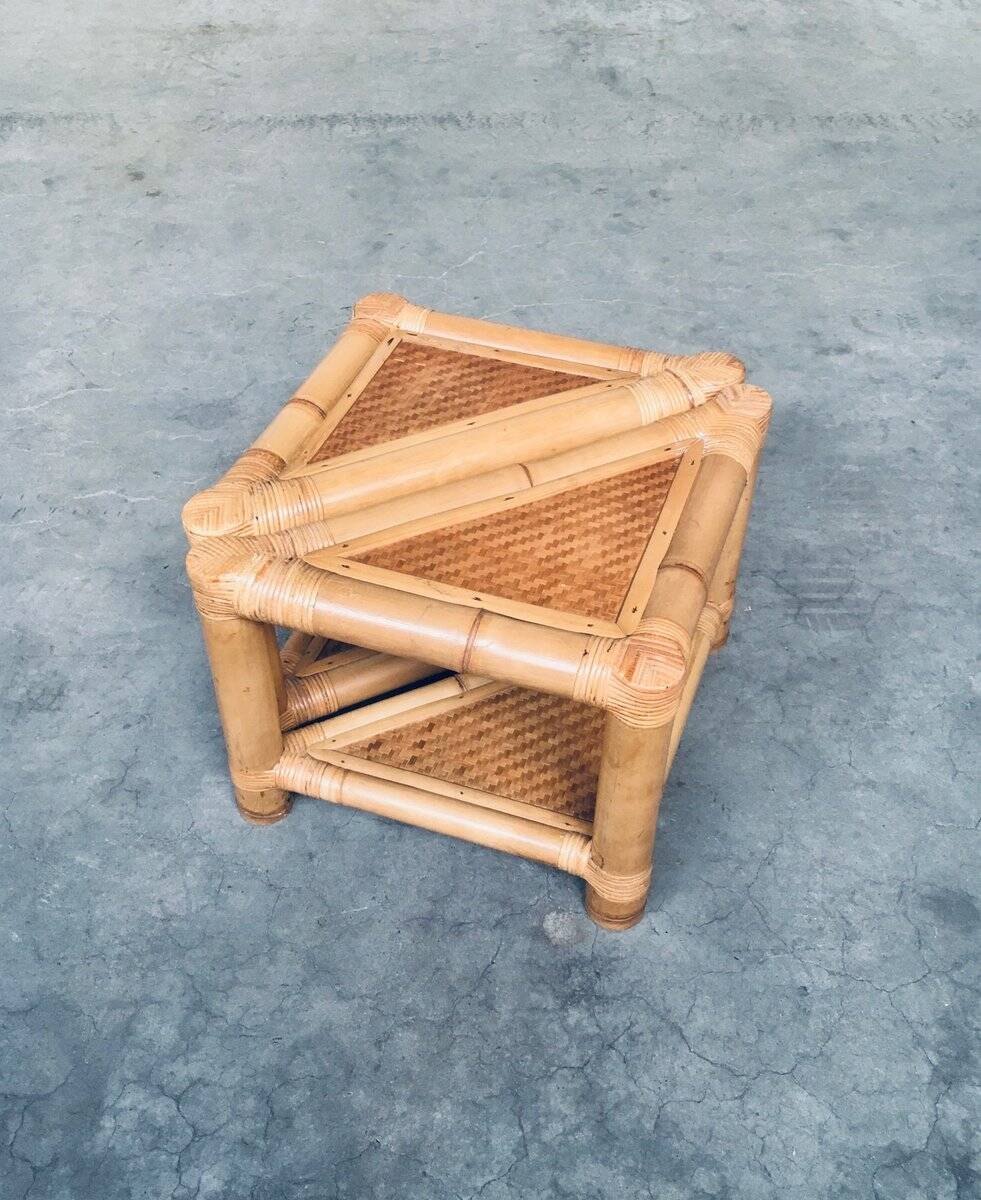 Handcrafted Bamboo Corner Table Set, 1970s, Set of 2