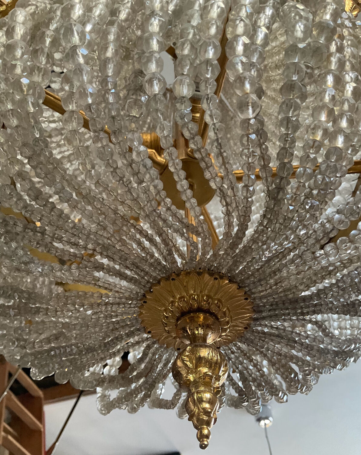 Large 19th century Empire Montgolfière chandelier in bronze and crystal