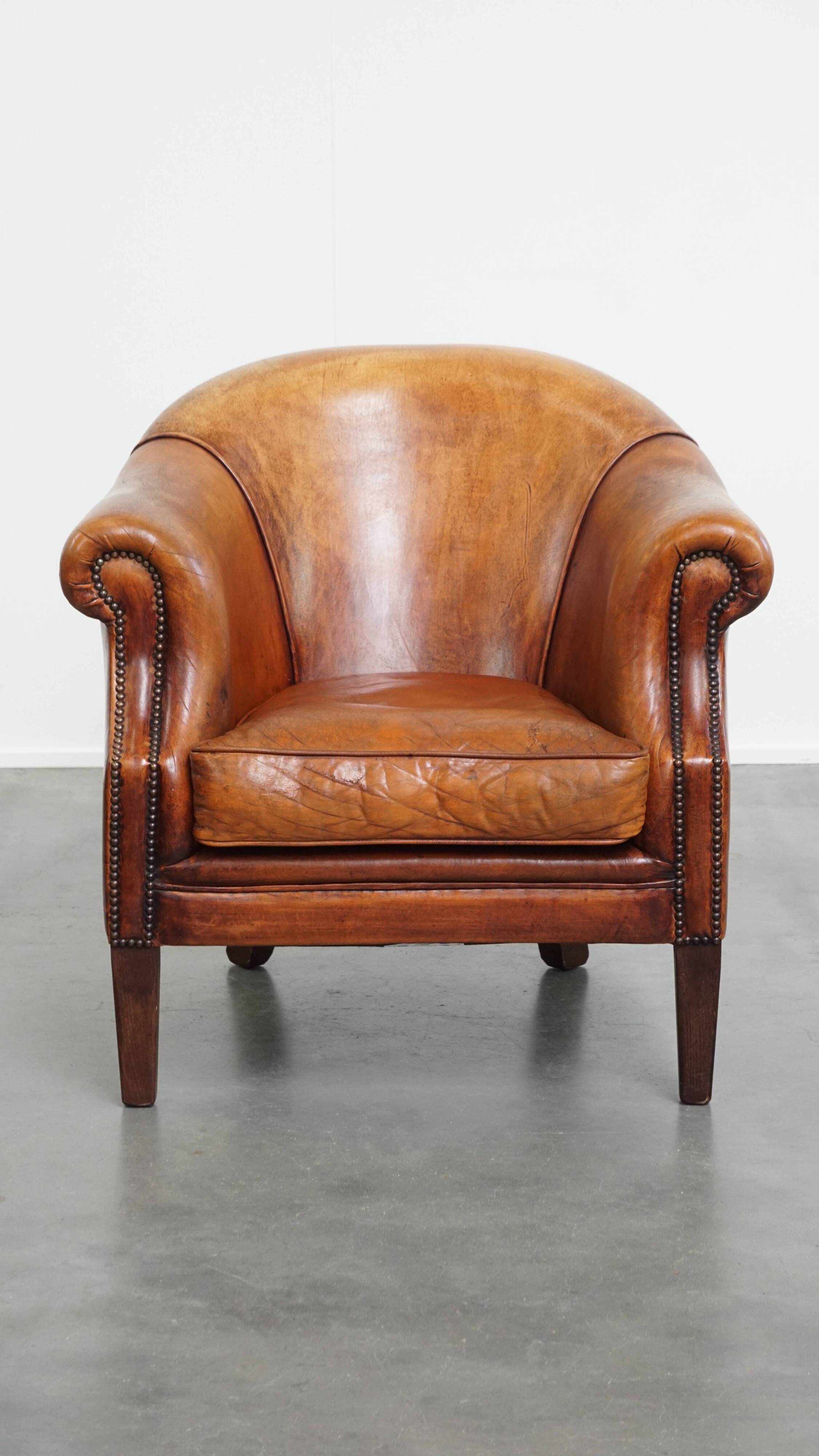 Sheepskin leather club chair