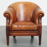 Sheepskin leather club chair
