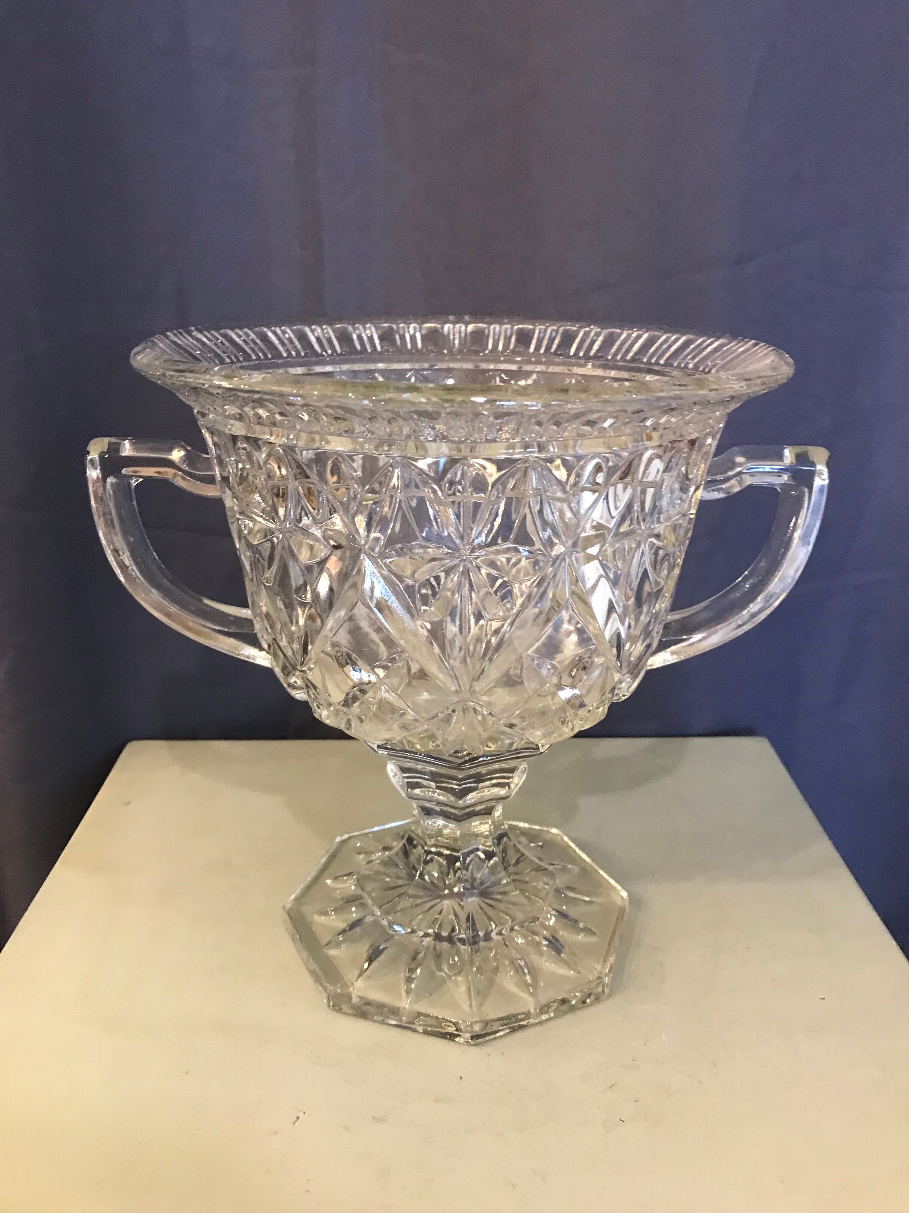 Glass triumph cup with handles 70s vintage