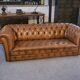 Chesterfield sofa in tan leather