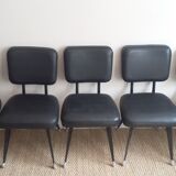 Set of 5 black industrial chairs - 1960s