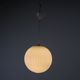 Scandinavian hanging lamp with white ribbed round ball lampshade