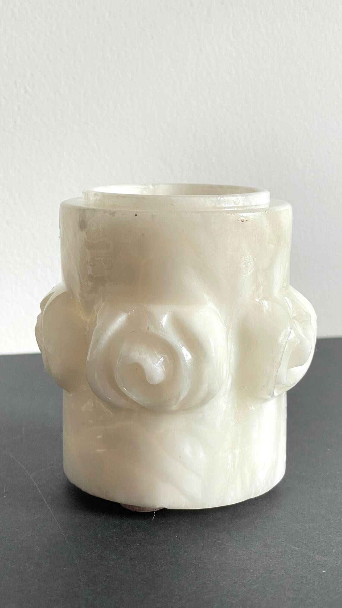 Vintage alabaster stone pencil pot