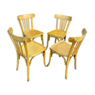 4 authentic vintage curved wood coffee chairs