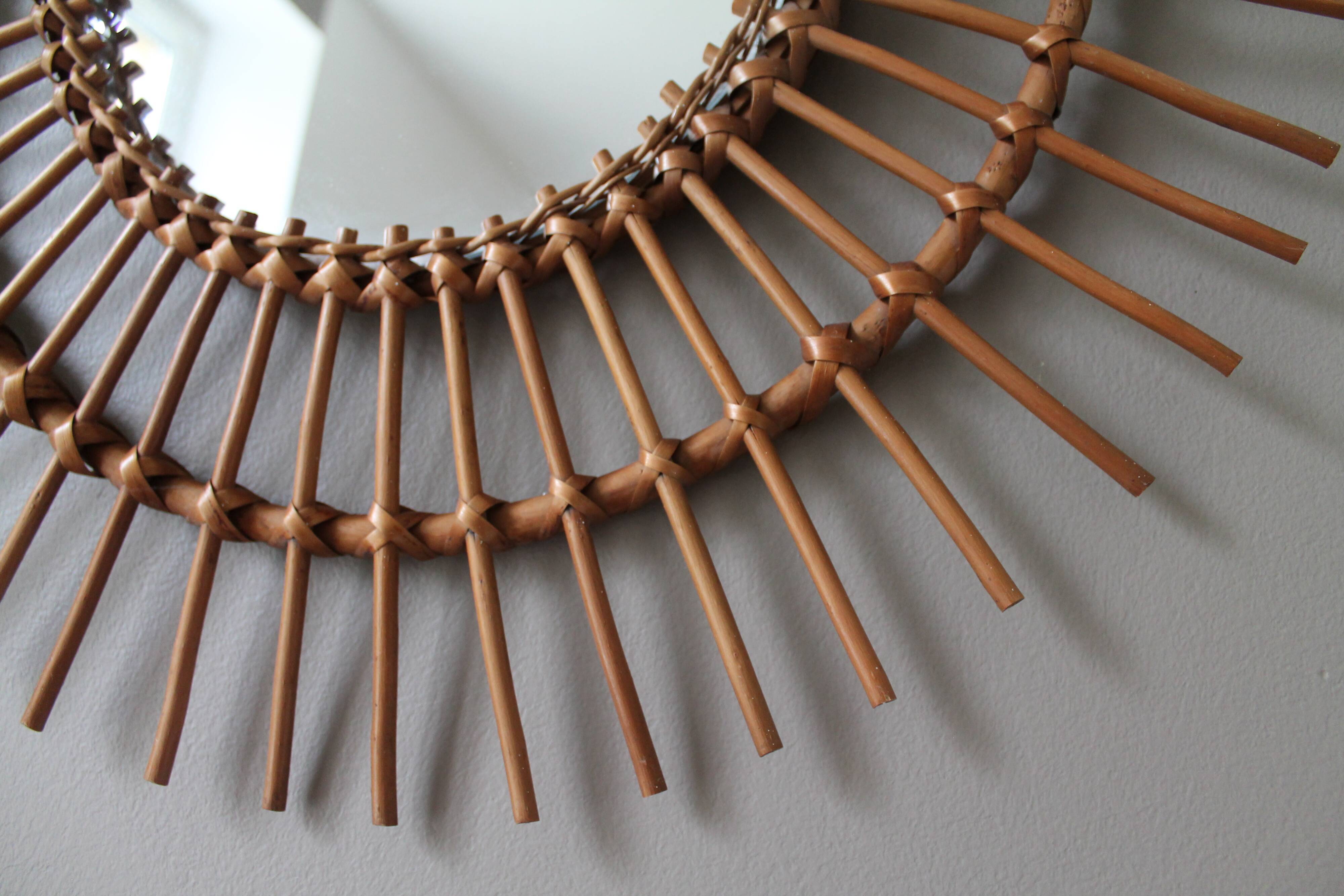 Rattan sun mirror from vintage