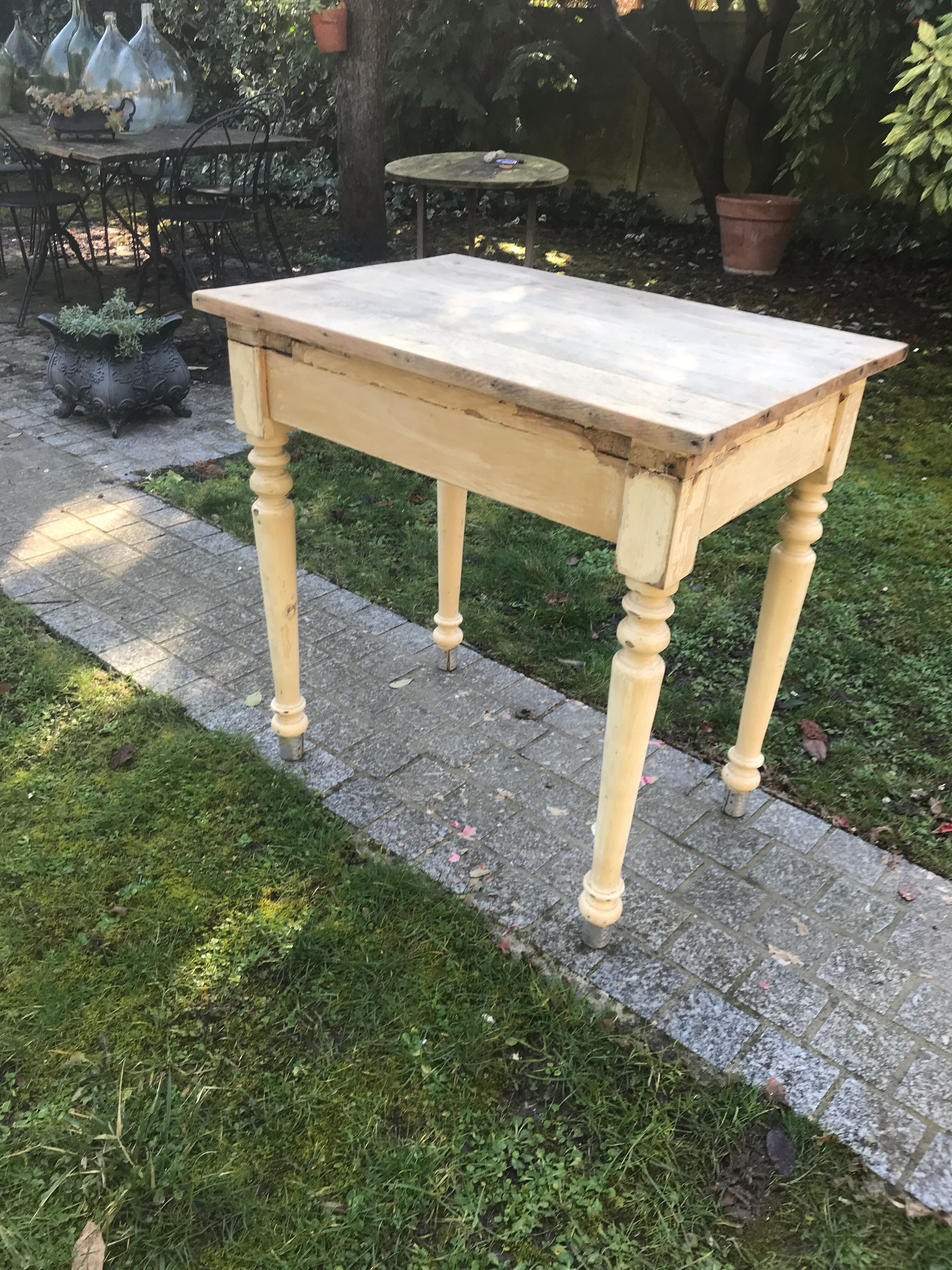 Ancient small farm kitchen table 1940