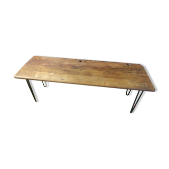 Table basse salon pieds compas plateau bois bureau école