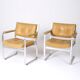 Leather and aluminum armchairs "Karl" by Erik Ekselius, 1960s