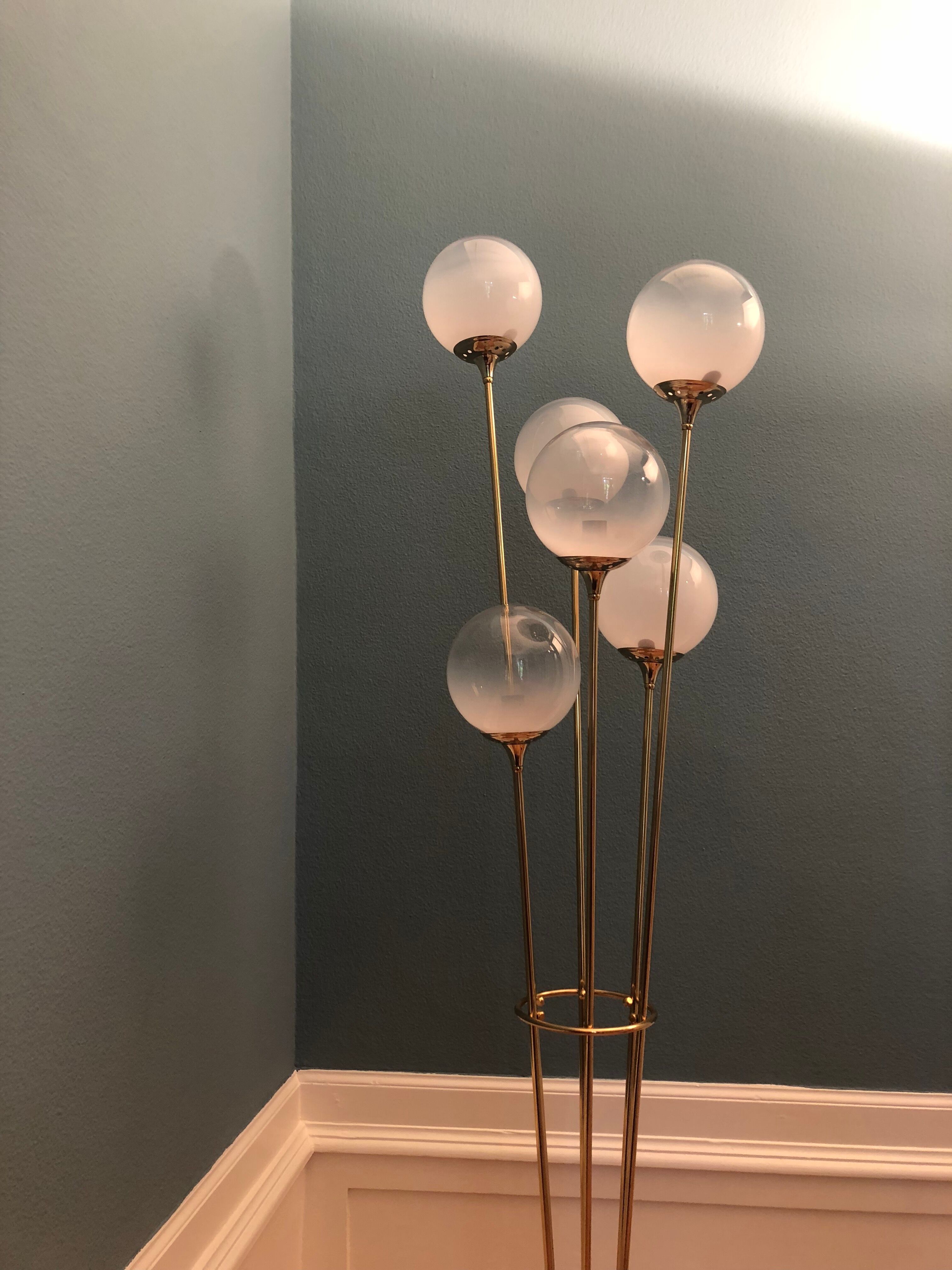 Italian Alberello brass & murano floor lamp