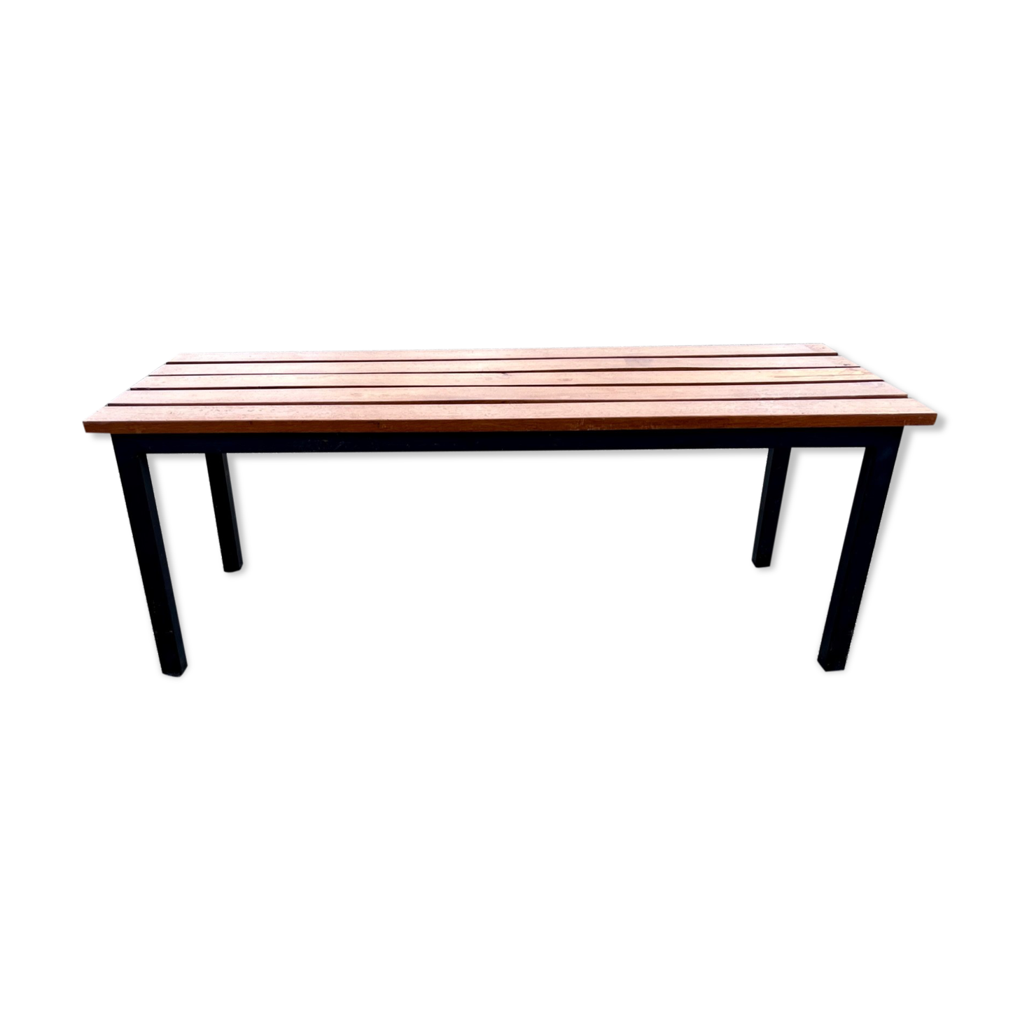 Industrial bench in steel and oak