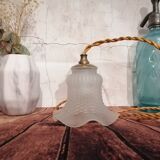 Lampe baladeuse globe tulipe en verre poli avec fil doré de 2,10 m